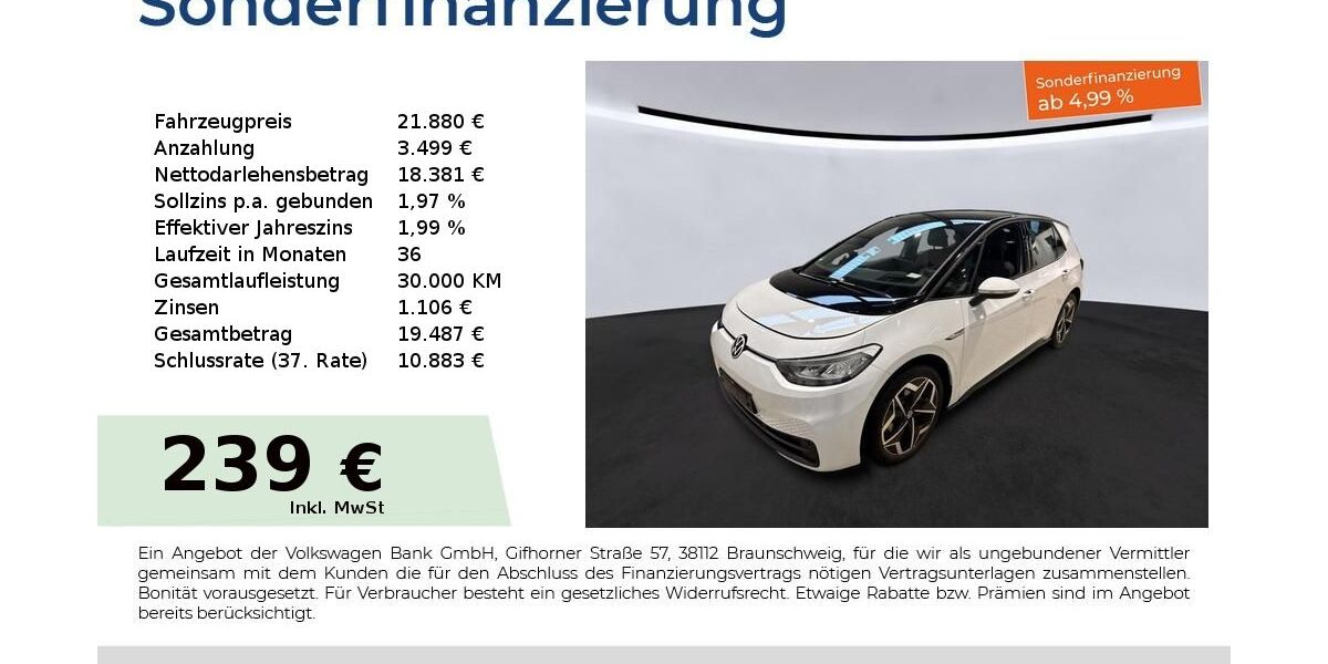 VW ID.3 51.446 km 21.880 &euro; Fürth 90763