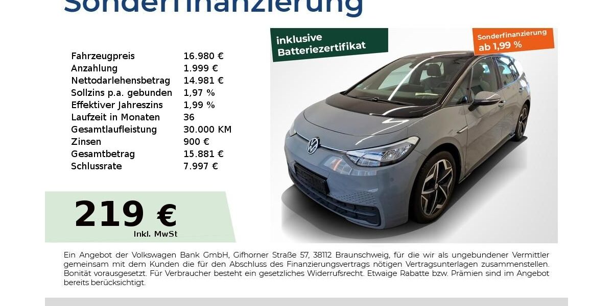 VW ID.3 50.941 km 16.980 &euro; Fürth 90763