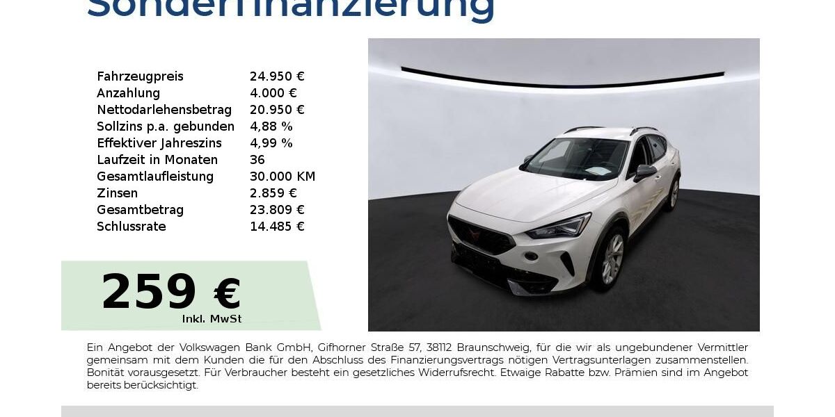 Cupra Formentor 26.350 km 24.204 &euro; Lauf an der Pegnitz 91207