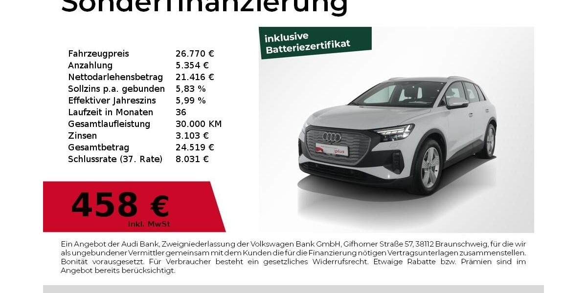 Audi Q4 e-tron 34.050 km 26.440 &euro; Nürnberg 90441