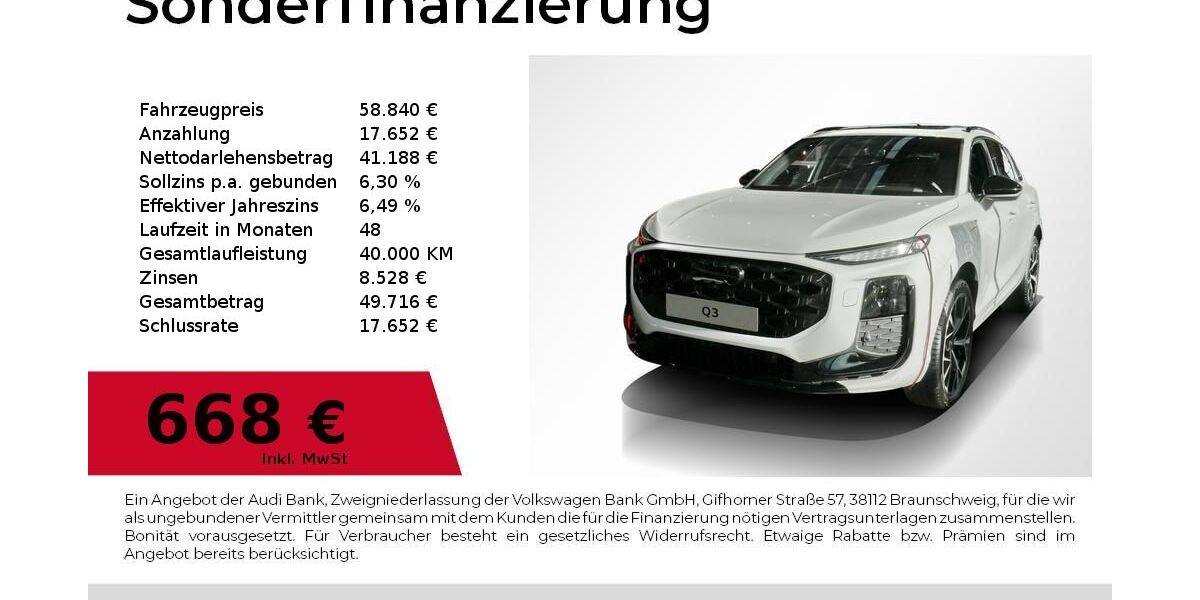 Audi Q3 3.000 km 58.840 &euro; Nürnberg 90411