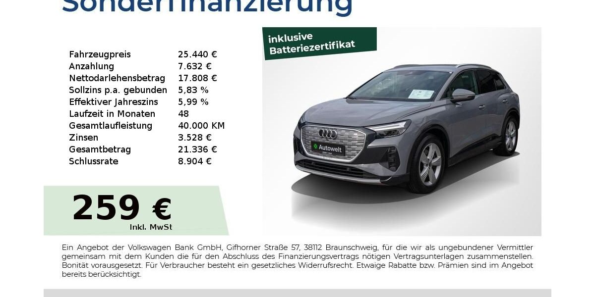 Audi Q4 e-tron 119.850 km 23.940 &euro; Nürnberg 90431