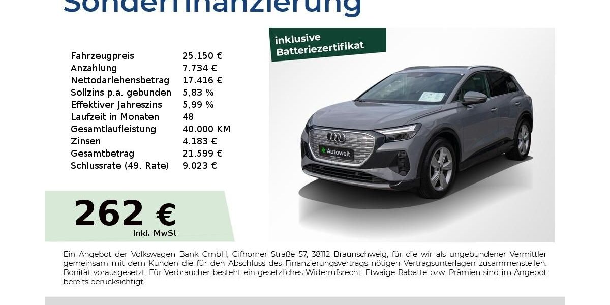 Audi Q4 e-tron 119.850 km 25.440 &euro; Nürnberg 90431