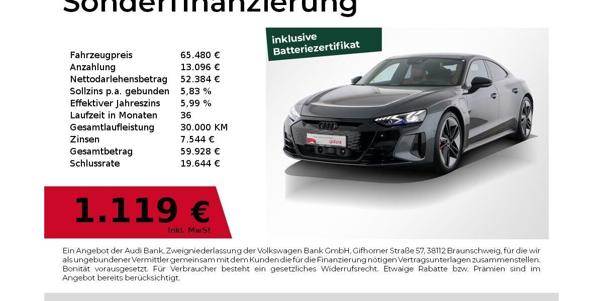 Audi RS e-tron GT 75.018 km 64.880 &euro; Nürnberg 90441