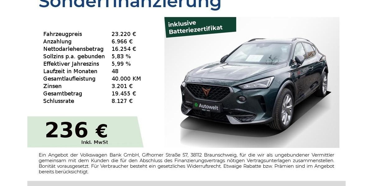 Cupra Formentor 35.750 km 23.220 &euro; Nürnberg 90431