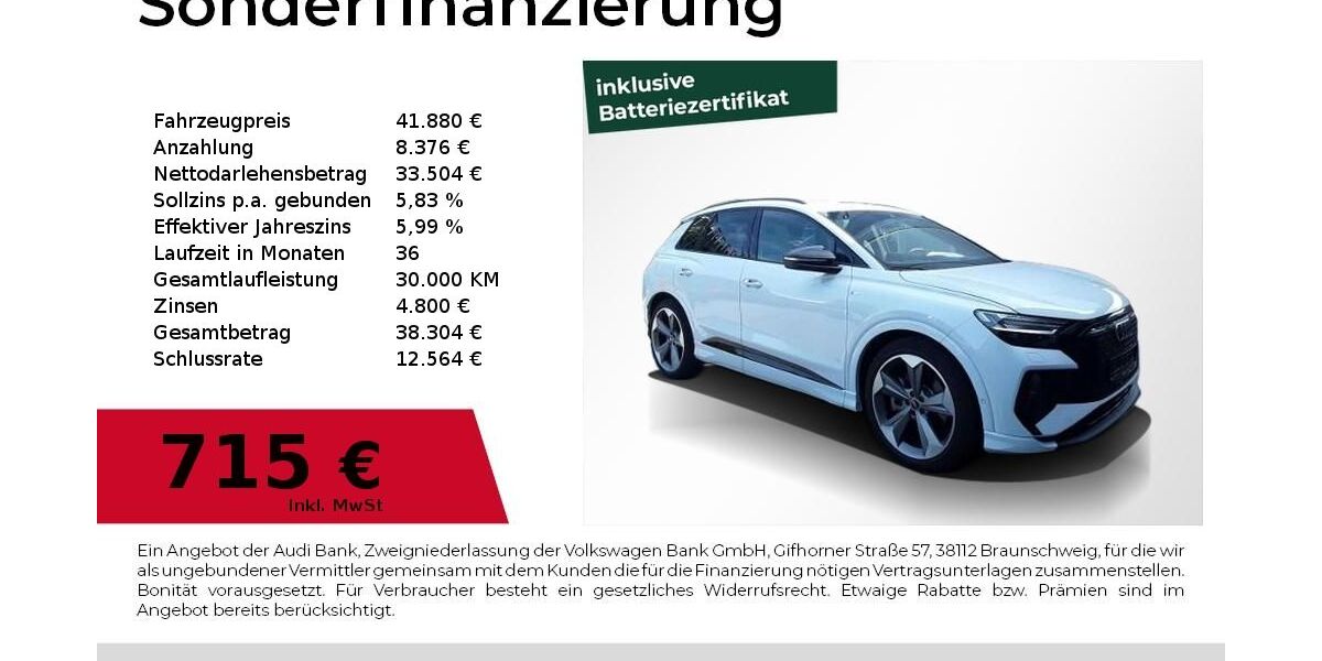 Audi Q4 e-tron 19.250 km 41.880 &euro; Nürnberg 90441