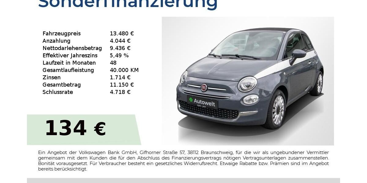 Fiat 500 11.800 km 12.500 &euro; Nürnberg 90431